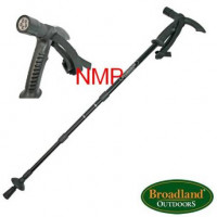 Black Aluminium 3 Section adjustable telescopic walking stick, pole with Compass, anti-shock mechanism and LED Light
