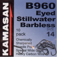 Kamasan B960 Hooks Eyed Stillwater Barbless Hook Size 14