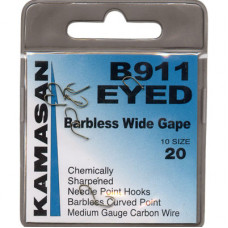Kamasan B911 Eyed Barbless Wide Gape Course Hooks Size 20