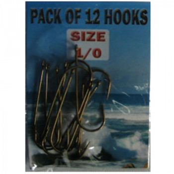 Eyed SEA Fishing Hooks Size 1-0 pack of 12